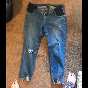 Motherhood Maternity Indigo Blue skinny crop jeans
